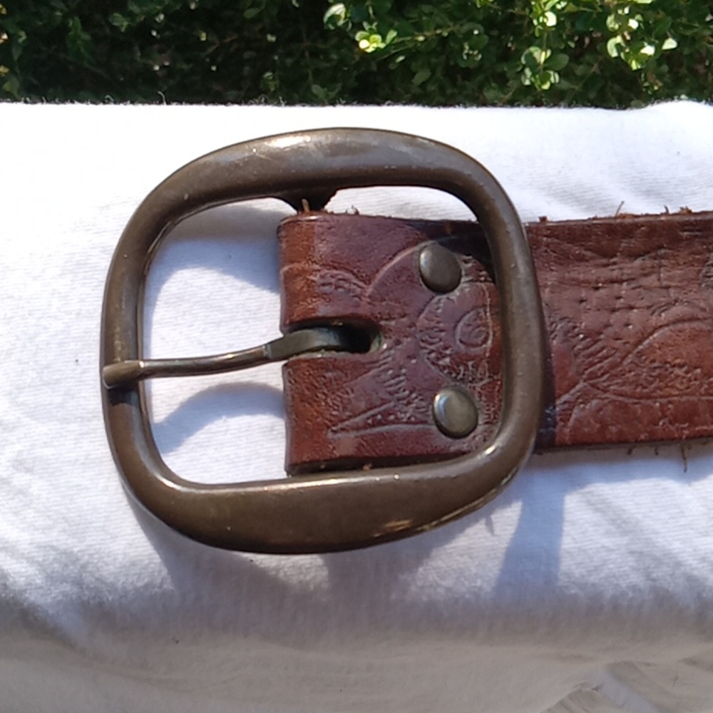 Vintage Leather Snail&Mushroom Belt